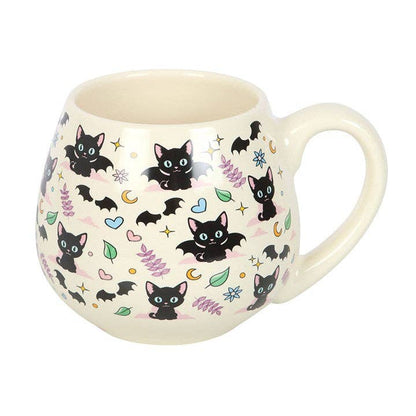 Cute and Creepy Black Cat Print Rounded Mug