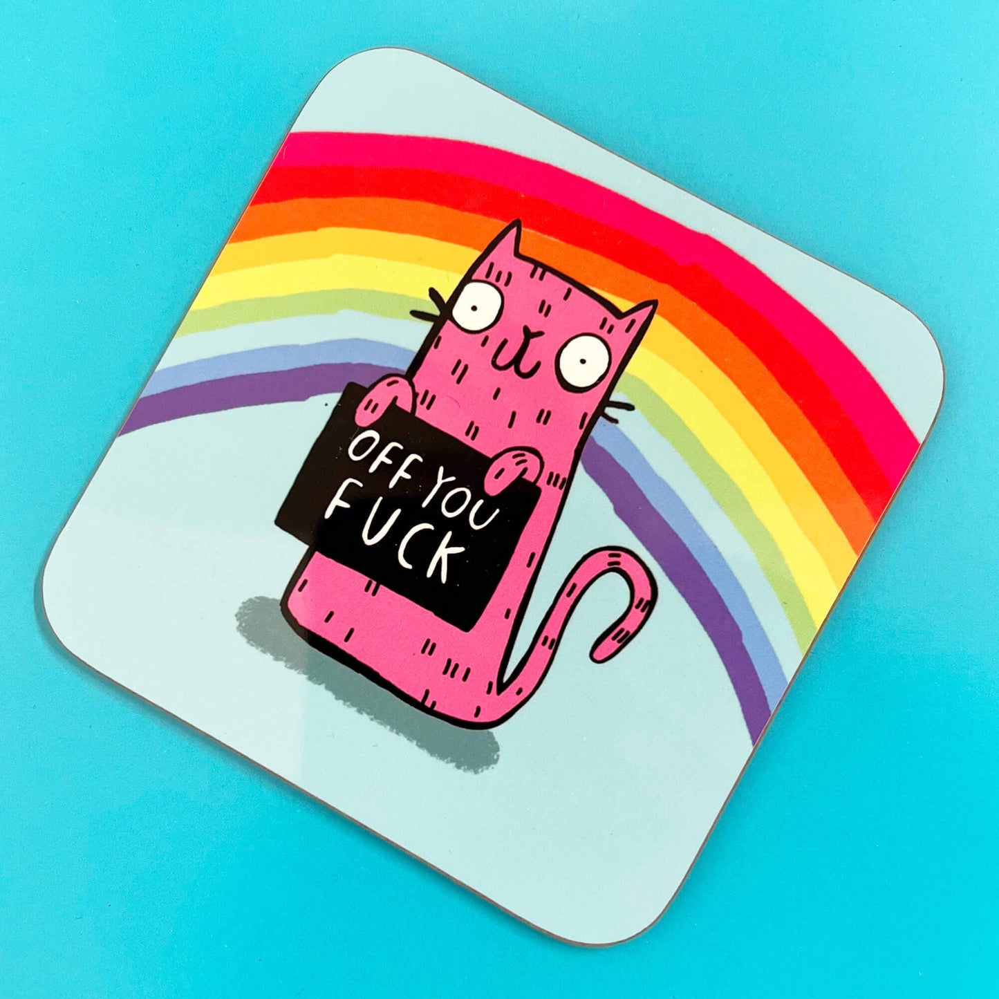 Off You Fuck Sweary Cat Coasters