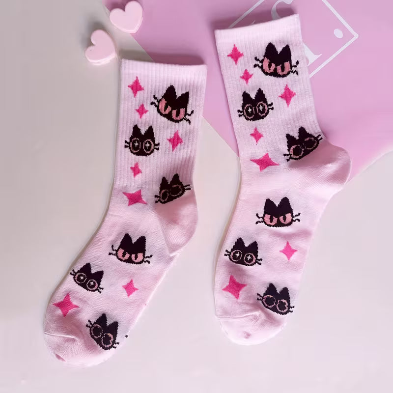 Cute Cat Socks with Stars
