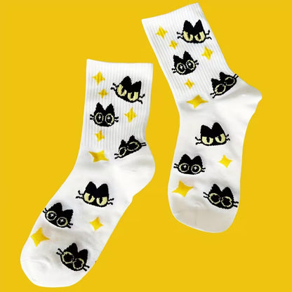 Cute Cat Socks with Stars
