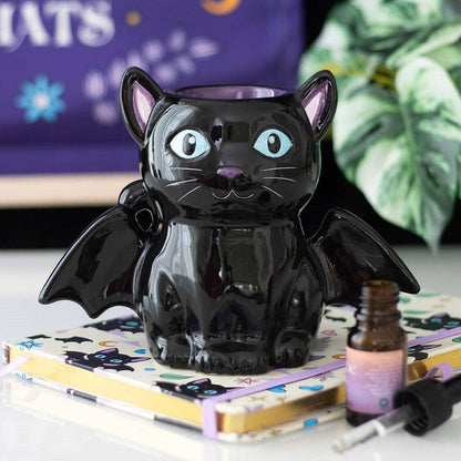 Cute and Creepy Gothic Bat Cat Oil Burner and Wax Warmer