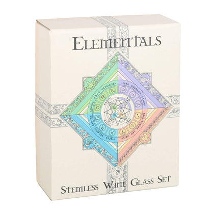 Set of 4 Elemental Stemless Wine Glasses by Anne Stoke's