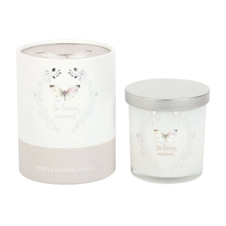 In Loving Memory White Butterfly Vanilla Candle