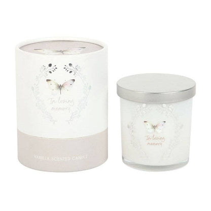 In Loving Memory White Butterfly Vanilla Candle