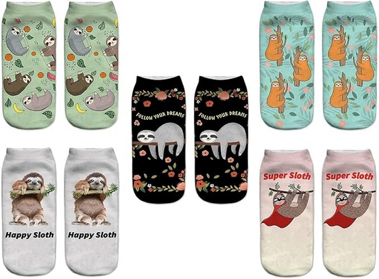 Crazy Colourful Sloth Ankle Socks