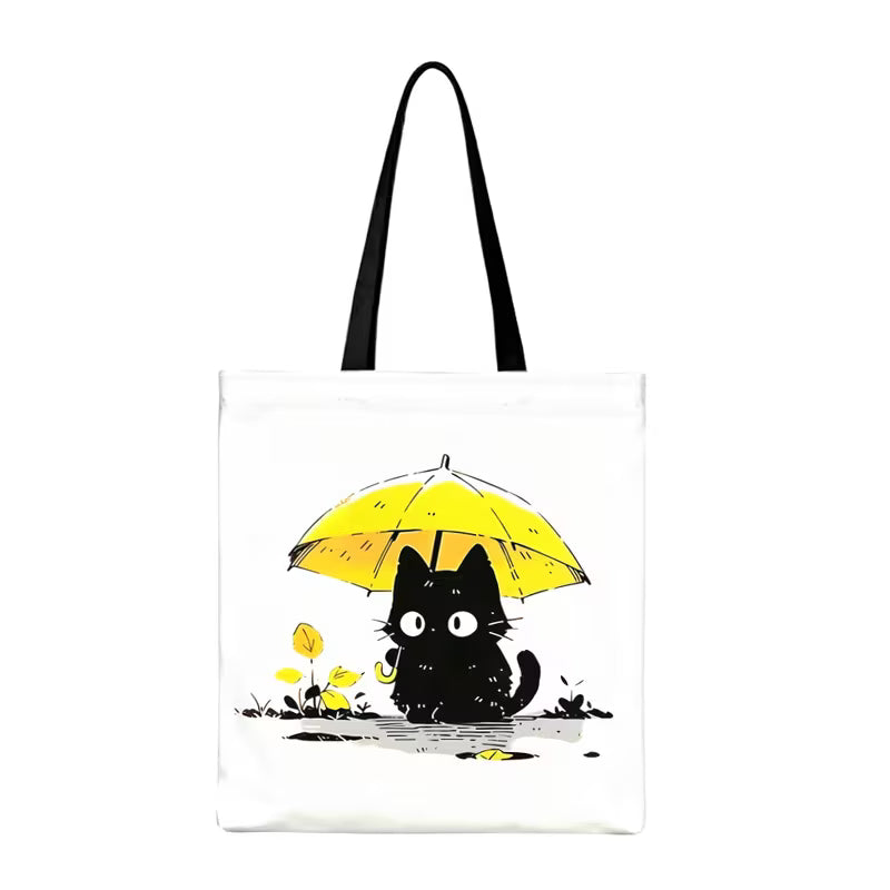 Black Cat Umbrella Tote Bag