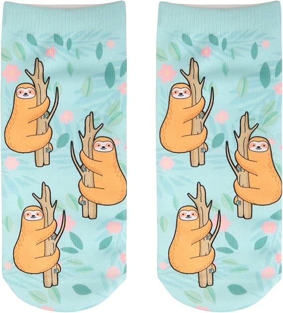 Crazy Colourful Sloth Ankle Socks