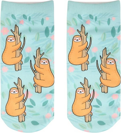 Crazy Colourful Sloth Ankle Socks